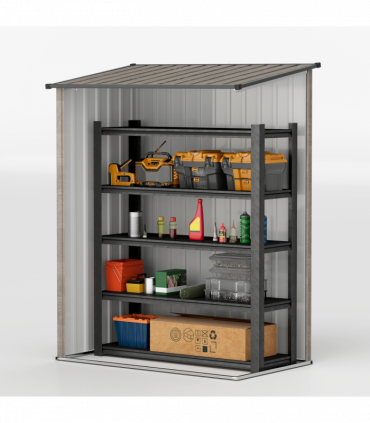 Outsunny Outdoor Storage Shed Steel Garden Shed w/ Lockable Door Light Grey