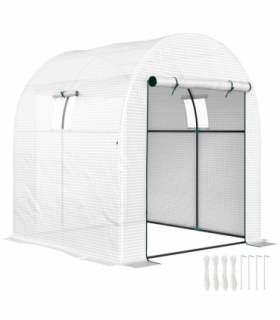 Outsunny 1.8 x 1.8 x 2m Polytunnel Greenhouse with Doors and Mesh Windows