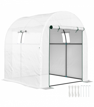 Outsunny 1.8 x 1.8 x 2m Polytunnel Greenhouse with Doors and Mesh Windows