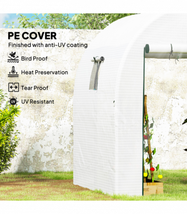 Outsunny 1.8 x 1.8 x 2m Polytunnel Greenhouse with Doors and Mesh Windows