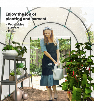 Outsunny 1.8 x 1.8 x 2m Polytunnel Greenhouse with Doors and Mesh Windows