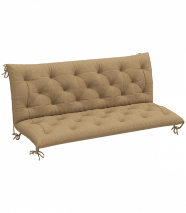 Outsunny 3 Seater Garden Bench Cushion Outdoor Seat Pad w/ Ties Khaki