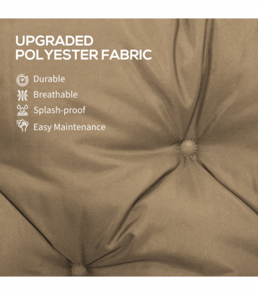 Outsunny 3 Seater Garden Bench Cushion Outdoor Seat Pad w/ Ties Khaki