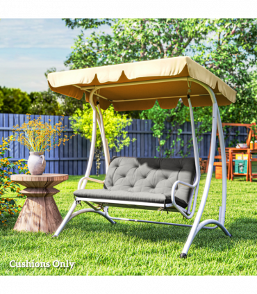 Outsunny 2 Seater Garden Bench Cushion Outdoor Seat Pad with Ties Light Grey