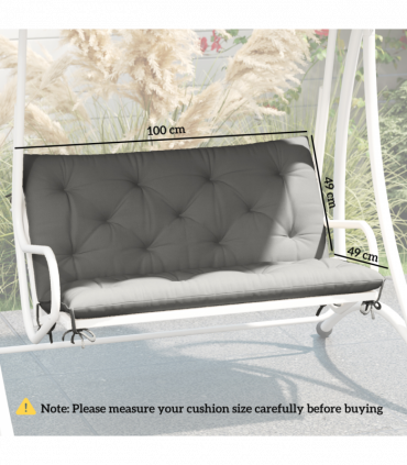 Outsunny 2 Seater Garden Bench Cushion Outdoor Seat Pad with Ties Light Grey