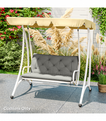 Outsunny 2 Seater Garden Bench Cushion Outdoor Seat Pad with Ties Light Grey