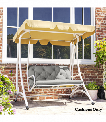 Outsunny 2 Seater Garden Bench Cushion Outdoor Seat Pad with Ties Light Grey