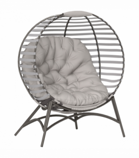 Outsunny Egg Chair w/ Cushion Steel Frame and Side Pocket, Light Grey