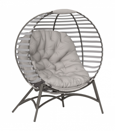 Outsunny Egg Chair w/ Cushion Steel Frame and Side Pocket, Light Grey