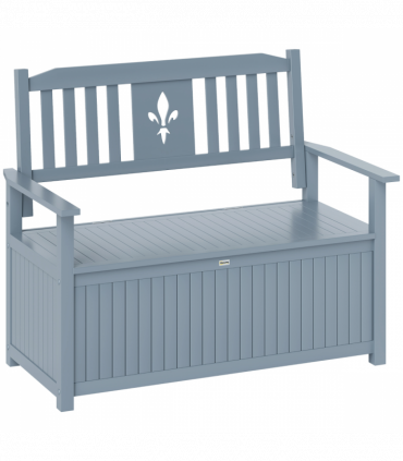 Outsunny 2 Seater Wood Garden Storage Bench Outdoor Storage Box Grey