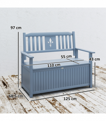 Outsunny 2 Seater Wood Garden Storage Bench Outdoor Storage Box Grey
