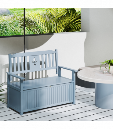 Outsunny 2 Seater Wood Garden Storage Bench Outdoor Storage Box Grey
