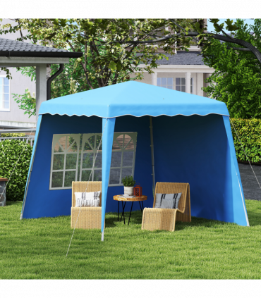Outsunny 2.4 x 2.4m UV50+ Pop Up Gazebo Canopy Tent with Carry Bag, Blue