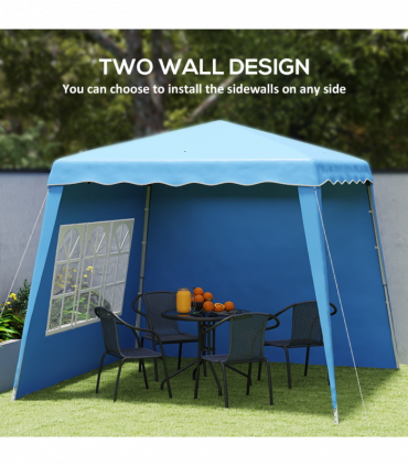 Outsunny 2.4 x 2.4m UV50+ Pop Up Gazebo Canopy Tent with Carry Bag, Blue