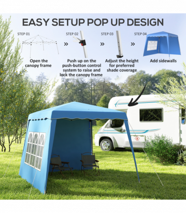 Outsunny 2.4 x 2.4m UV50+ Pop Up Gazebo Canopy Tent with Carry Bag, Blue