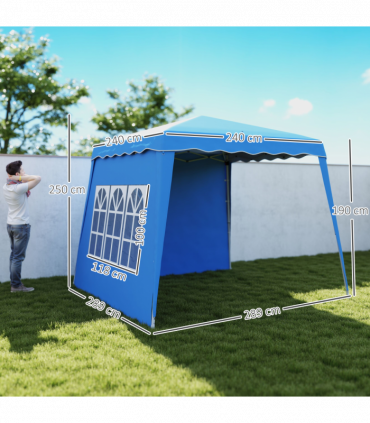 Outsunny 2.4 x 2.4m UV50+ Pop Up Gazebo Canopy Tent with Carry Bag, Blue