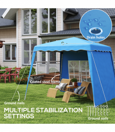 Outsunny 2.4 x 2.4m UV50+ Pop Up Gazebo Canopy Tent with Carry Bag, Blue