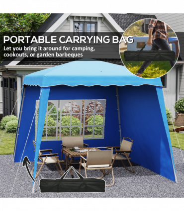 Outsunny 2.4 x 2.4m UV50+ Pop Up Gazebo Canopy Tent with Carry Bag, Blue