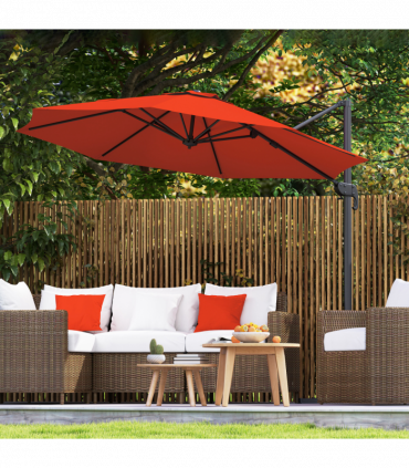 Outsunny 3 x 3(m) Cantilever Parasol Garden Umbrella with Cross Base Orange
