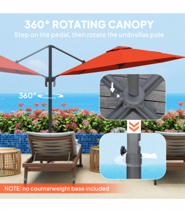 Outsunny 3 x 3(m) Cantilever Parasol Garden Umbrella with Cross Base Orange