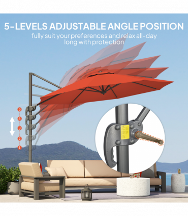 Outsunny 3 x 3(m) Cantilever Parasol Garden Umbrella with Cross Base Orange