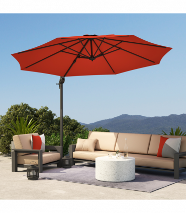 Outsunny 3 x 3(m) Cantilever Parasol Garden Umbrella with Cross Base Orange