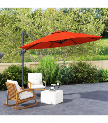 Outsunny 3 x 3(m) Cantilever Parasol Garden Umbrella with Cross Base Orange