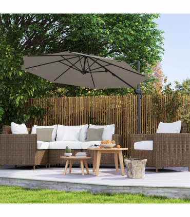 Outsunny 3 x 3(m) Cantilever Parasol Garden Umbrella with Base Light Grey