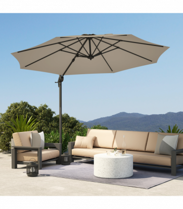 Outsunny 3 x 3(m) Cantilever Parasol Garden Umbrella with Base Light Grey
