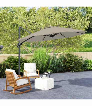 Outsunny 3 x 3(m) Cantilever Parasol Garden Umbrella with Base Light Grey