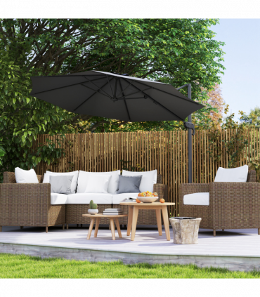 Outsunny 3 x 3(m) Cantilever Parasol Garden Umbrella with Cross Base Black