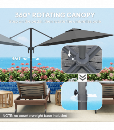 Outsunny 3 x 3(m) Cantilever Parasol Garden Umbrella with Cross Base Black