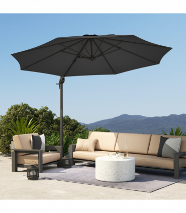 Outsunny 3 x 3(m) Cantilever Parasol Garden Umbrella with Cross Base Black