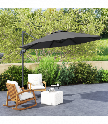 Outsunny 3 x 3(m) Cantilever Parasol Garden Umbrella with Cross Base Black