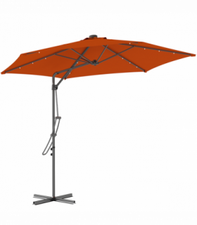 Outsunny 3(m) Cantilever Garden Parasol Umbrella W/ Solar LED Orange