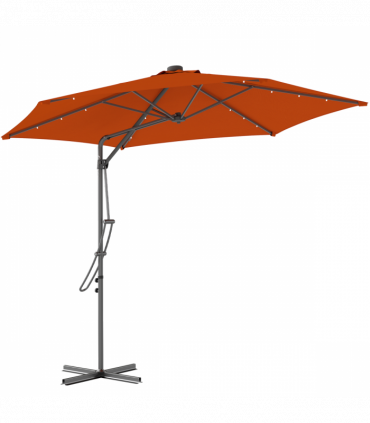 Outsunny 3(m) Cantilever Garden Parasol Umbrella W/ Solar LED Orange