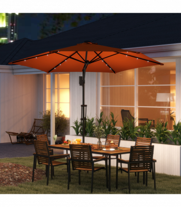 Outsunny 3(m) Cantilever Garden Parasol Umbrella W/ Solar LED Orange