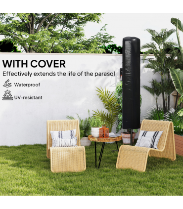 Outsunny 3(m) Cantilever Garden Parasol Umbrella W/ Solar LED Orange