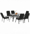 Outsunny 7 PCs Garden Dining Set w/ Umbrella Hole & Cushion, Black