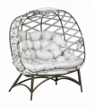 Outsunny 2 Seater Egg Chair Outdoor with Cushion, Cup Pockets - Light Grey