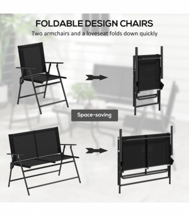 Outsunny Patio Furniture Set, Garden Set w/ Table, Foldable Chairs, a Loveseat