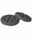 Outsunny Outdoor Seat Cushions Set of 2, Tufted Round Chair Pads, Dark Grey