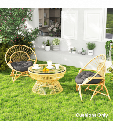 Outsunny Outdoor Seat Cushions Set of 2, Tufted Round Chair Pads, Dark Grey