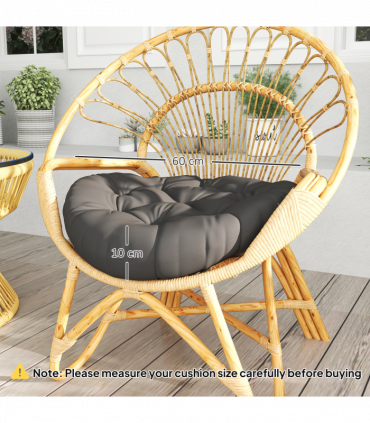 Outsunny Outdoor Seat Cushions Set of 2, Tufted Round Chair Pads, Dark Grey