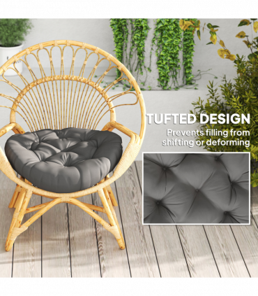 Outsunny Outdoor Seat Cushions Set of 2, Tufted Round Chair Pads, Dark Grey