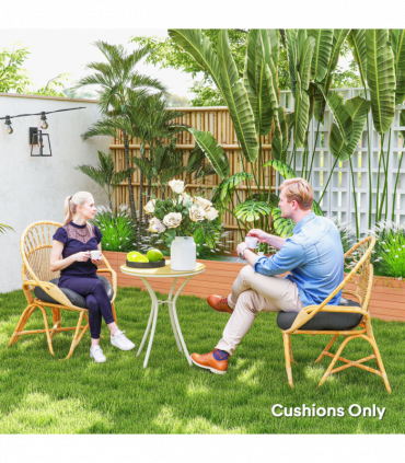 Outsunny Outdoor Seat Cushions Set of 2, Tufted Round Chair Pads, Dark Grey