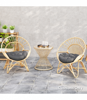 Outsunny Outdoor Seat Cushions Set of 2, Tufted Round Chair Pads, Dark Grey