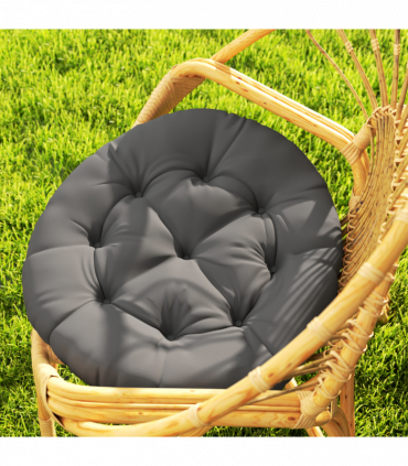 Outsunny Outdoor Seat Cushions Set of 2, Tufted Round Chair Pads, Dark Grey