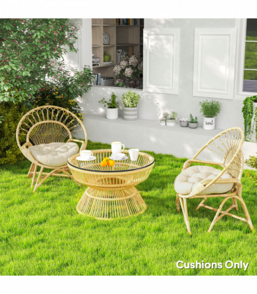 Outsunny Outdoor Seat Cushions Set of 2, Tufted Round Chair Pads, Beige