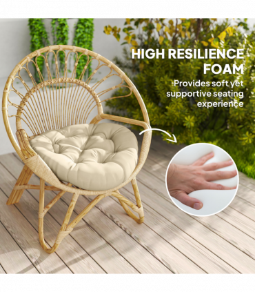 Outsunny Outdoor Seat Cushions Set of 2, Tufted Round Chair Pads, Beige